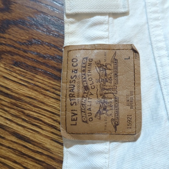 Vtg Levis Orange Tab White Denim Jeans Slim Fit Tapered Leg Sz 10 W28 L32 - Picture 5 of 11